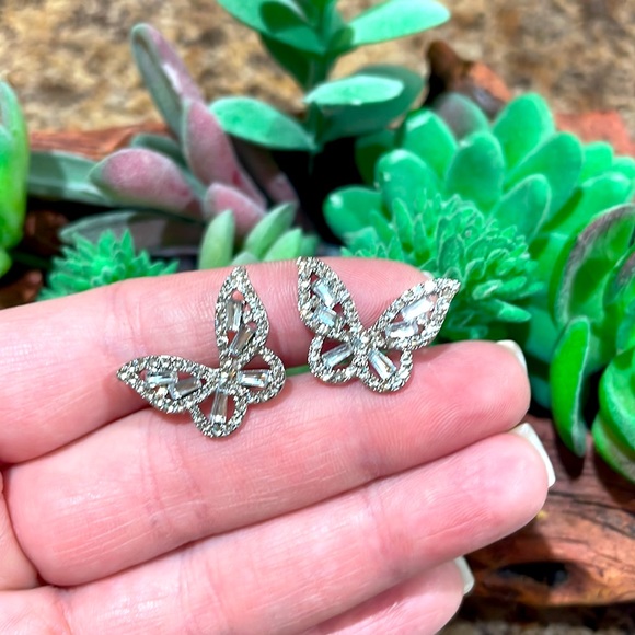 Cubic Zirconia Butterfly Earrings - Picture 5 of 5